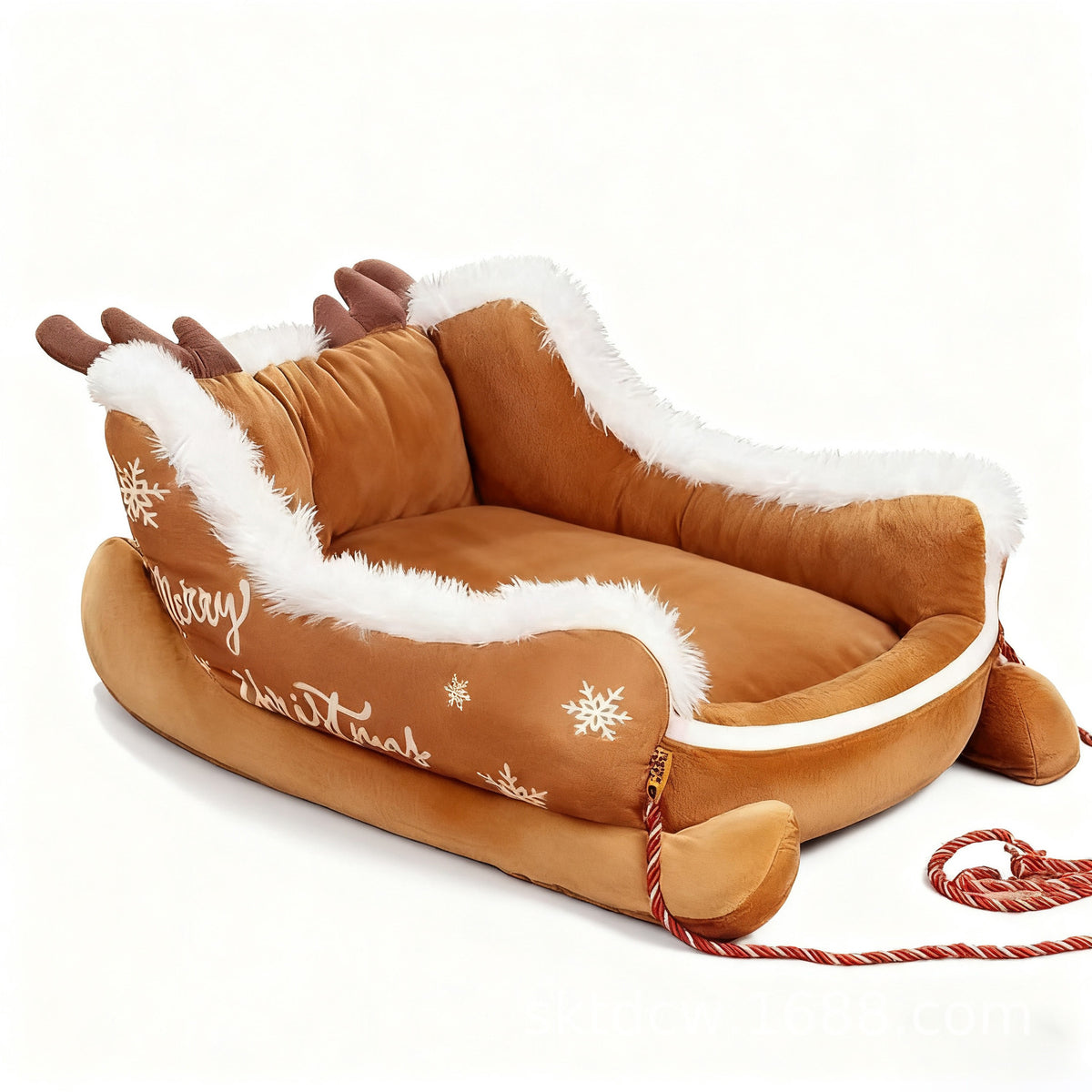 Corbeille Festive en Peluche pour Chien & Chat — Traîneau Noël / Chaleur & Confort / M & L