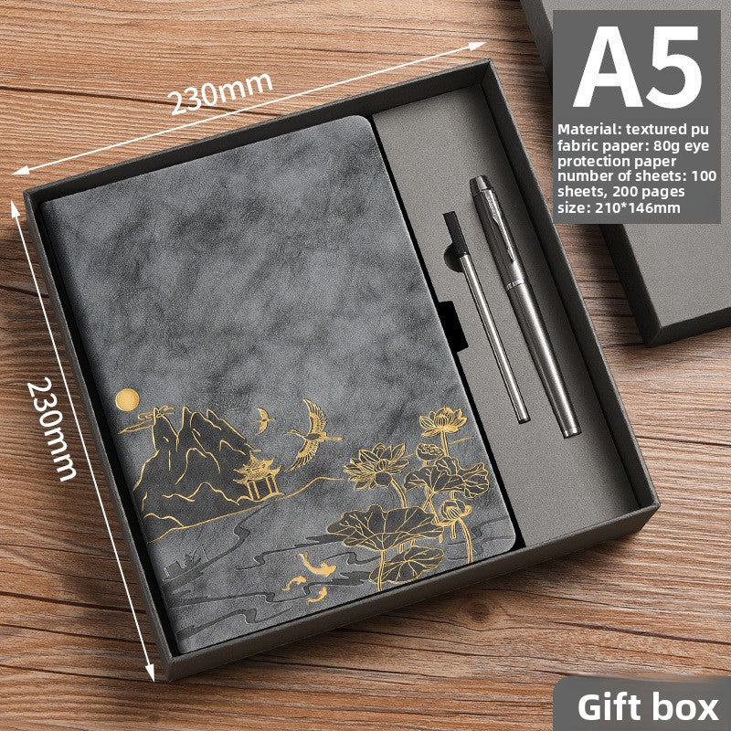 Coffret Carnet A5 en Simili Cuir avec Dorure