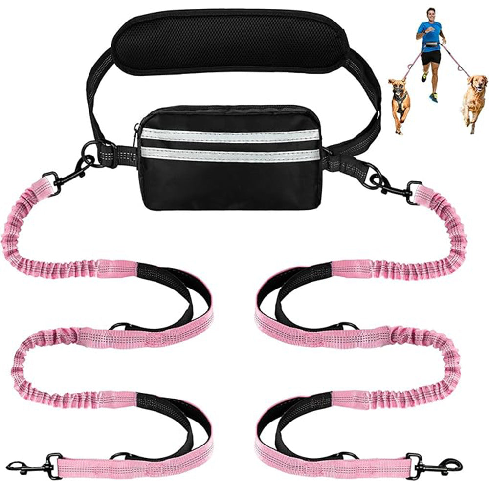 DuoLeash Pro – Laisse Double Chien Extensible + Sac Banane