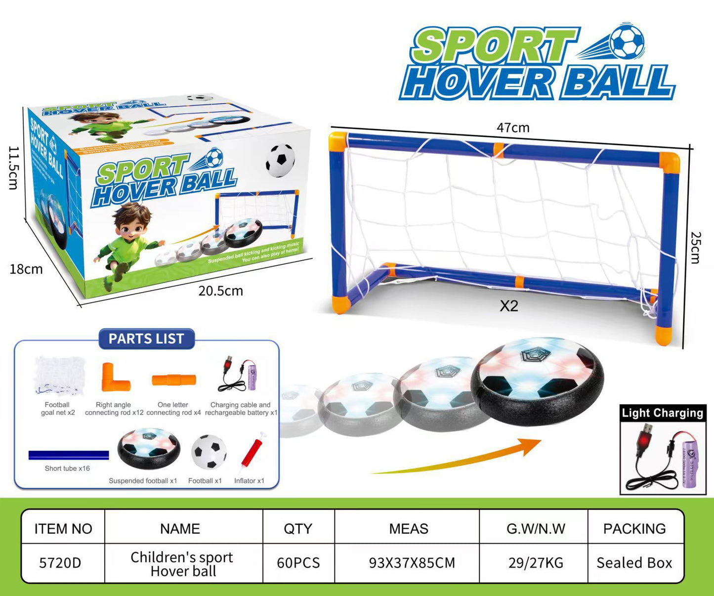 Gl owBall Pro –Ballon Football Lumineux LED Rechargeable + Cage
