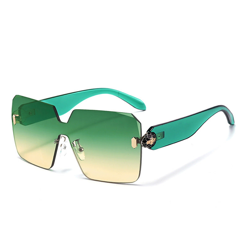 Lunettes de Soleil Sans Monture Motif Tête de Serpent UV400