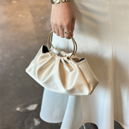 Pochette Satin Plissée Vintage — Champagne