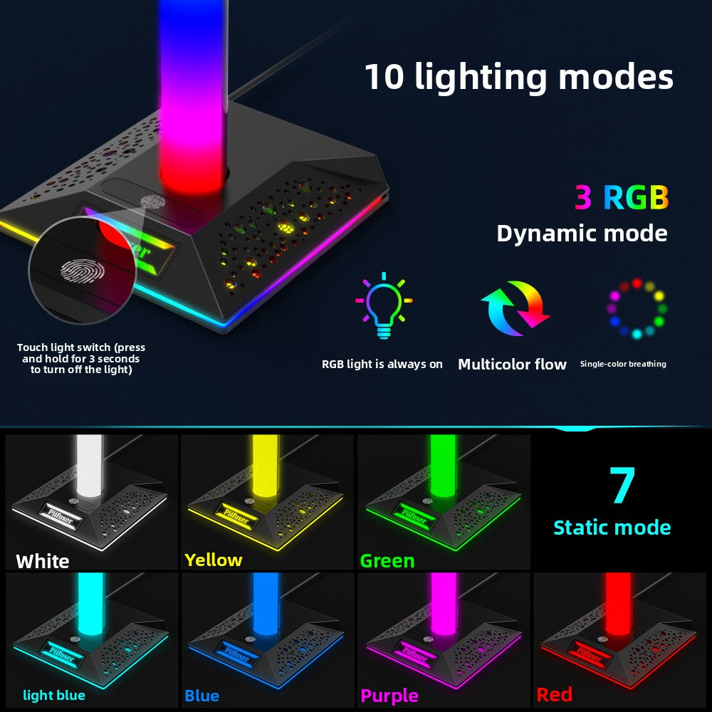 Support pour Casque Gaming RGB avec Hub USB — 3 Ports