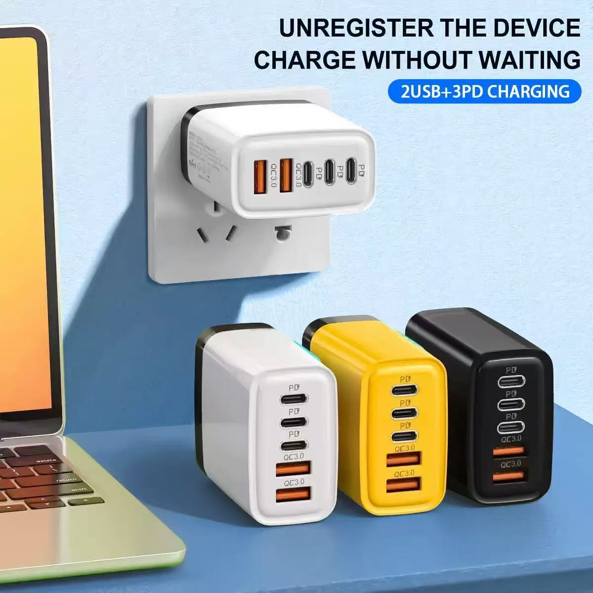Chargeur Multiport 240W — 3 USB-C PD + 2 USB-A / Indicateur LED