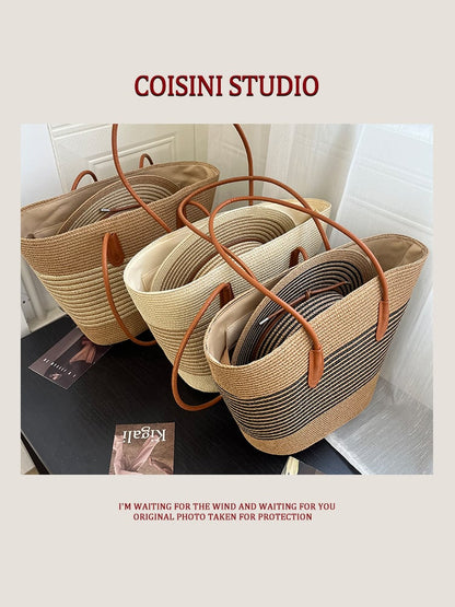 StrawSet – Kit Sac Cabas + Chapeau Paille Tressé Femme