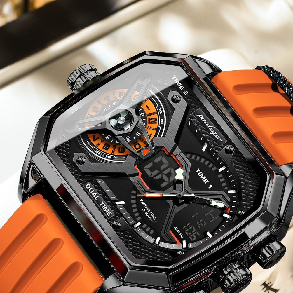 Herenhorloge met dubbele weergave en verlichting