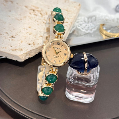 Montre Femme Vintage Quartz Bracelet Pierres Semi-Précieuses