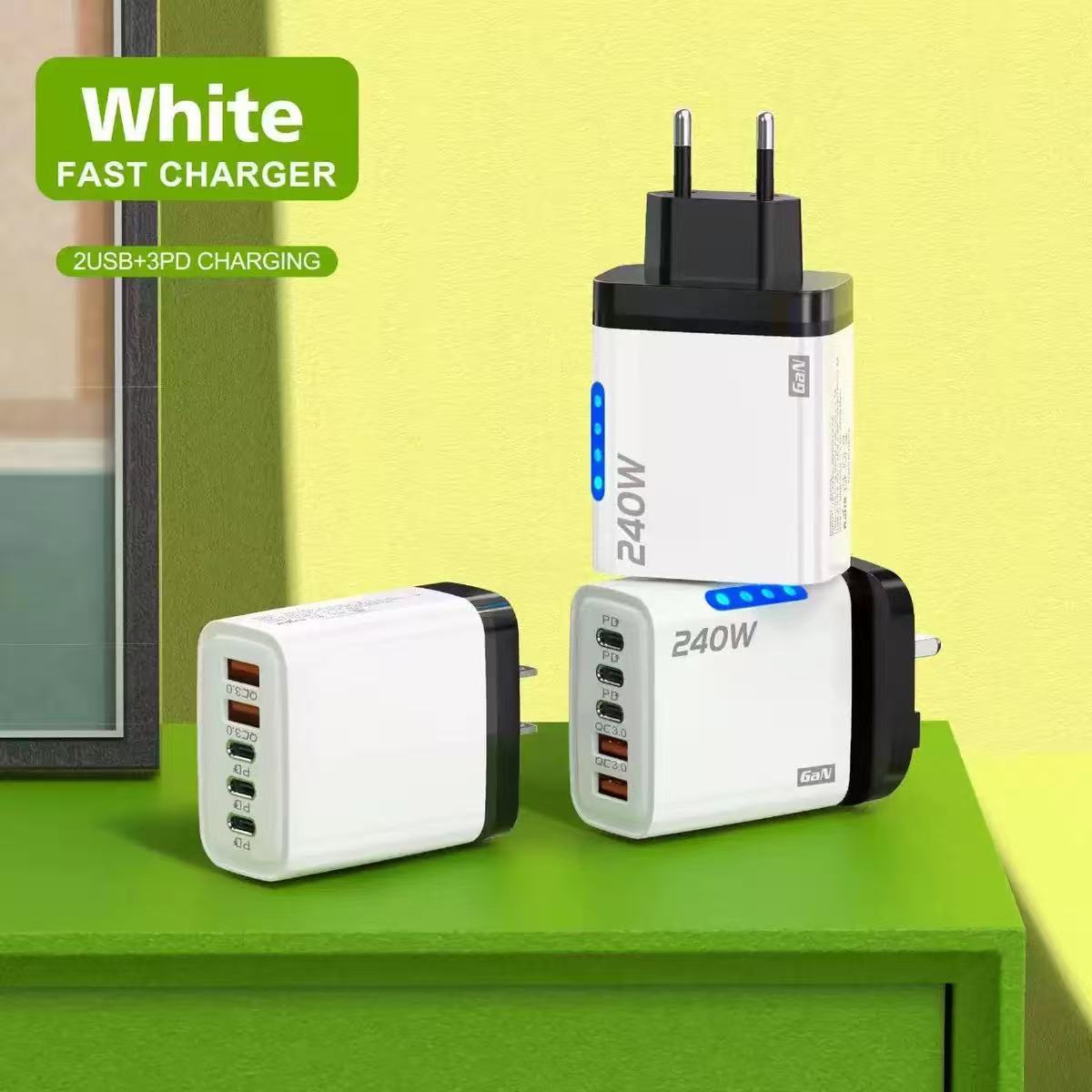 Chargeur Multiport 240W — 3 USB-C PD + 2 USB-A / Indicateur LED