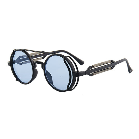 Lunettes de Soleil Rondes Cyberpunk Double Ressort UV400