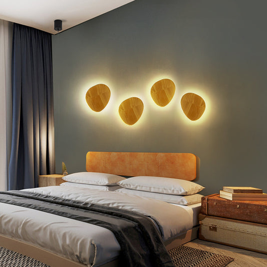 Lot de 4 appliques LED en bois