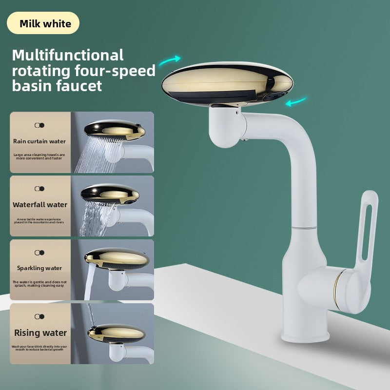 Robinet de Lavabo Effet Cascade — 4 Modes & Mélangeur Chaud/Froid