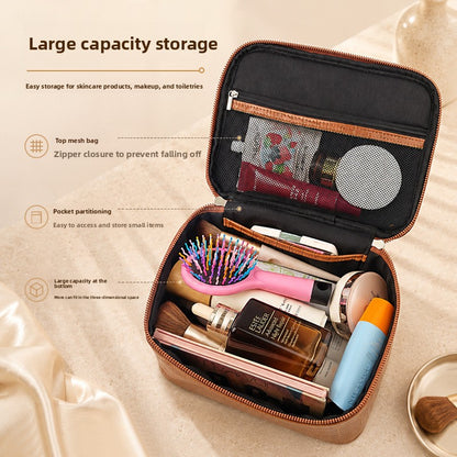 Trousse Maquillage Texture Croco PU Imperméable — Grande Capacité / 4 Coloris