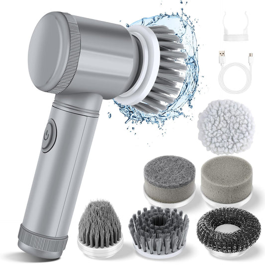 ScrubPro Têtes – Pack Têtes de Rechange Brosse Nettoyante Électrique | 5 Têtes PP, Multi-Surfaces, Gris & Blanc