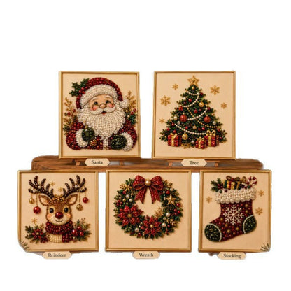 Peinture Diamant à la Perle — Kit DIY Thème Noël / 20×20 cm / Cadre Inclus