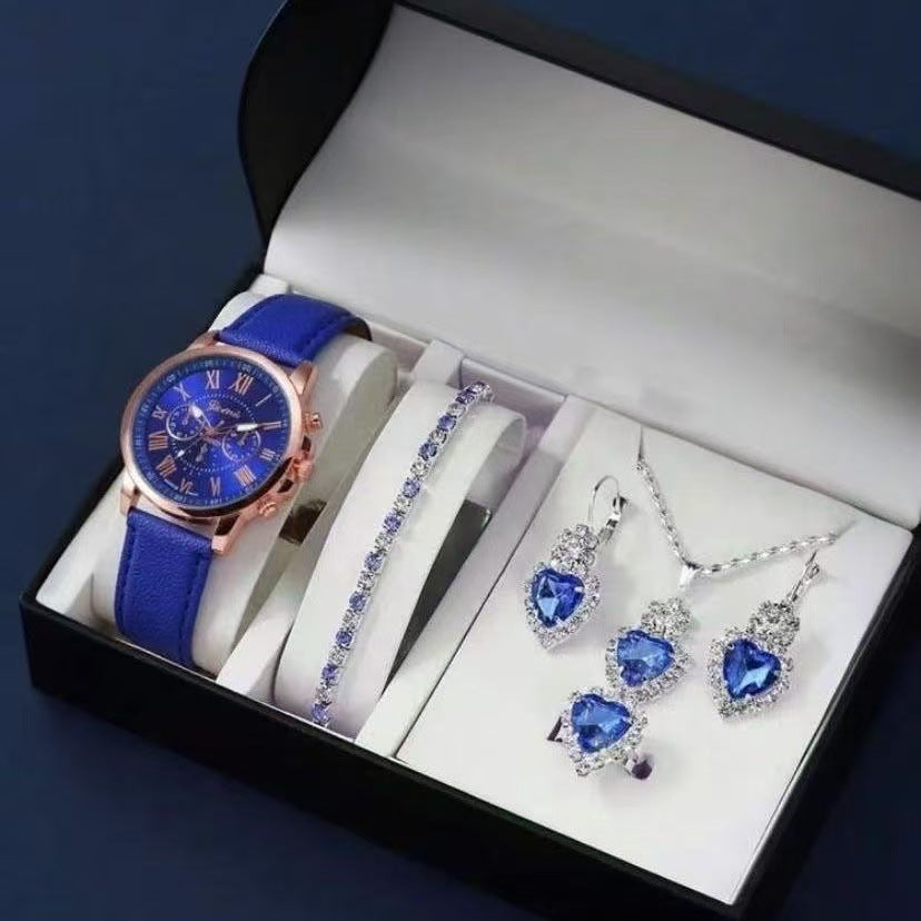 Montre Femme Quartz & Bijoux 5 Pièces