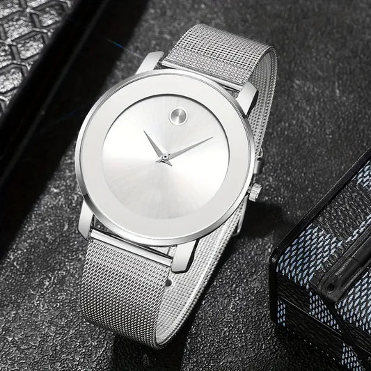 Montre Femme Quartz Ultra-Fine Bracelet Maille Acier