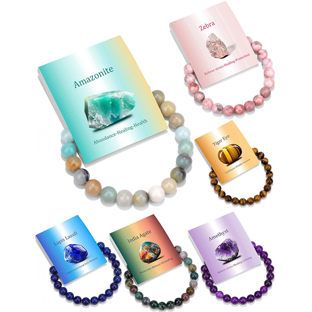 Bracelet Pierres Naturelles Élastique Fait Main Unisexe