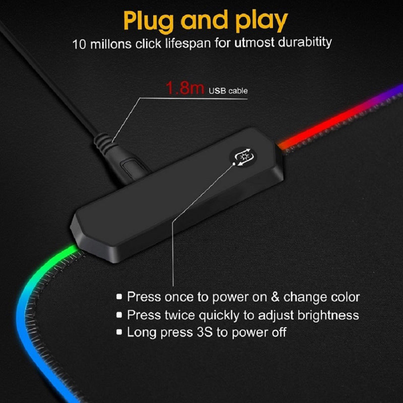 Tapis de Souris Gaming RGB Antidérapant