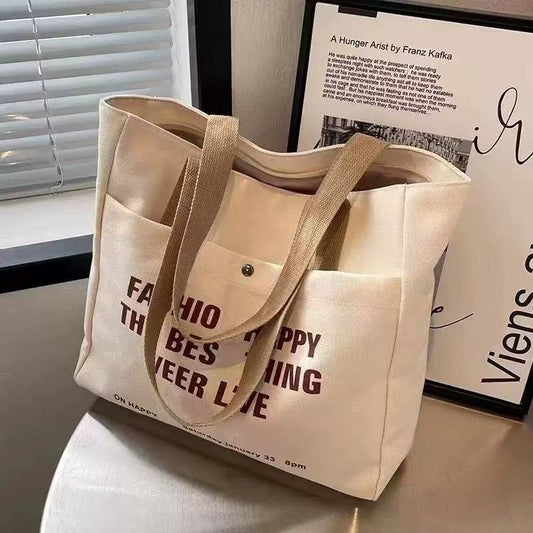 Tote Bag Canvas Imprimé Lettres — 2 Coloris
