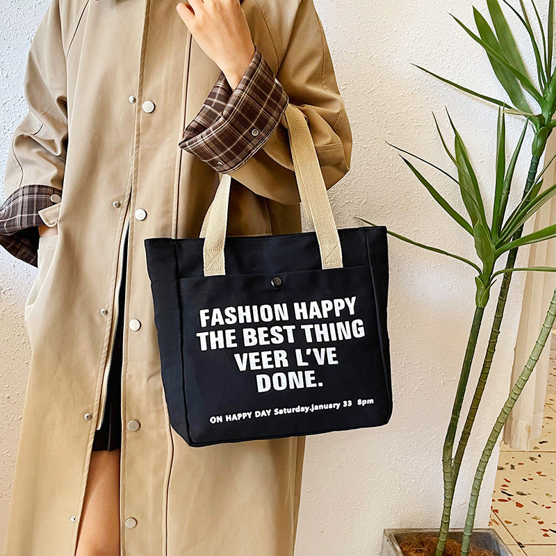 Tote Bag Canvas Imprimé Lettres — 2 Coloris