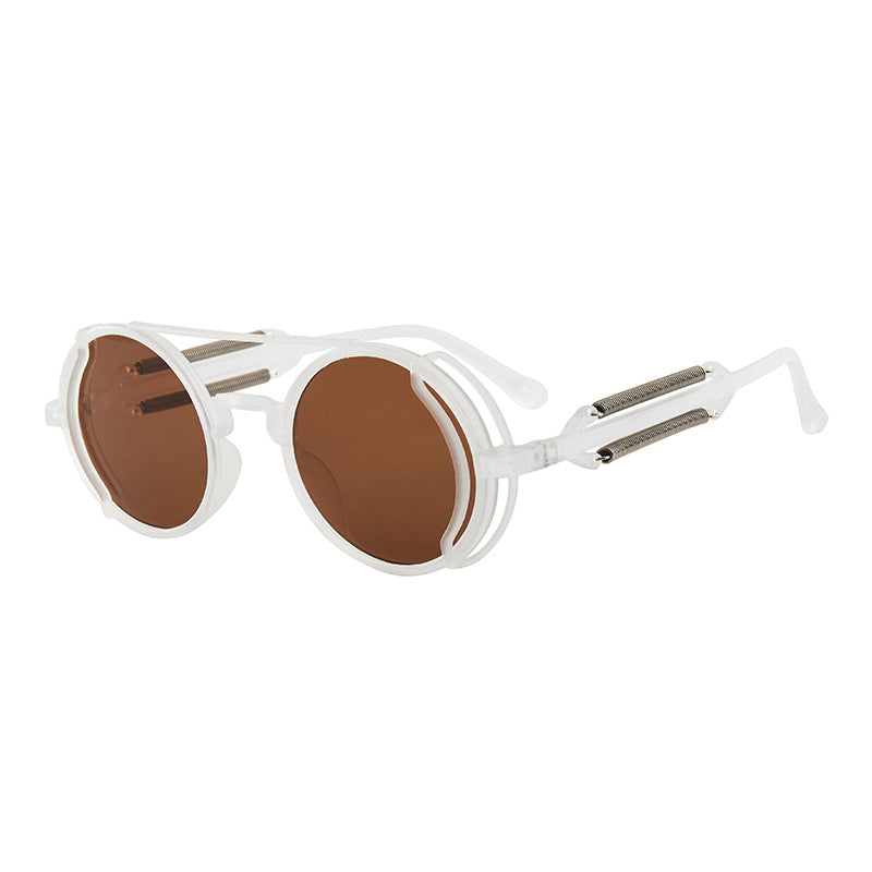Lunettes de Soleil Rondes Cyberpunk Double Ressort UV400