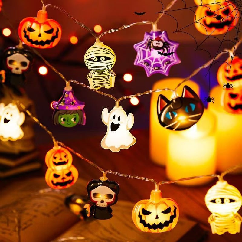 Guirlande LED Halloween — Citrouille / Fantôme / Araignée / 6M 40 Ampoules / Télécommande