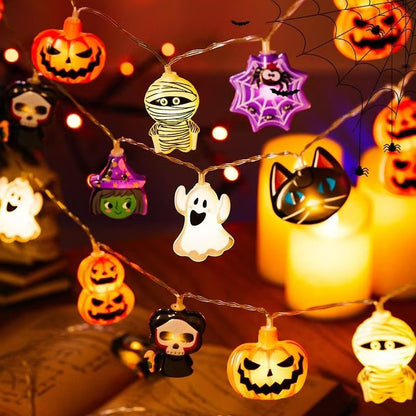 Guirlande LED Halloween — Citrouille / Fantôme / Araignée / 6M 40 Ampoules / Télécommande