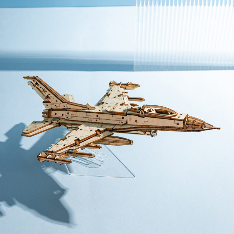 Puzzle en Bois Tridimensionnel — Maquette Avion de Chasse 3D