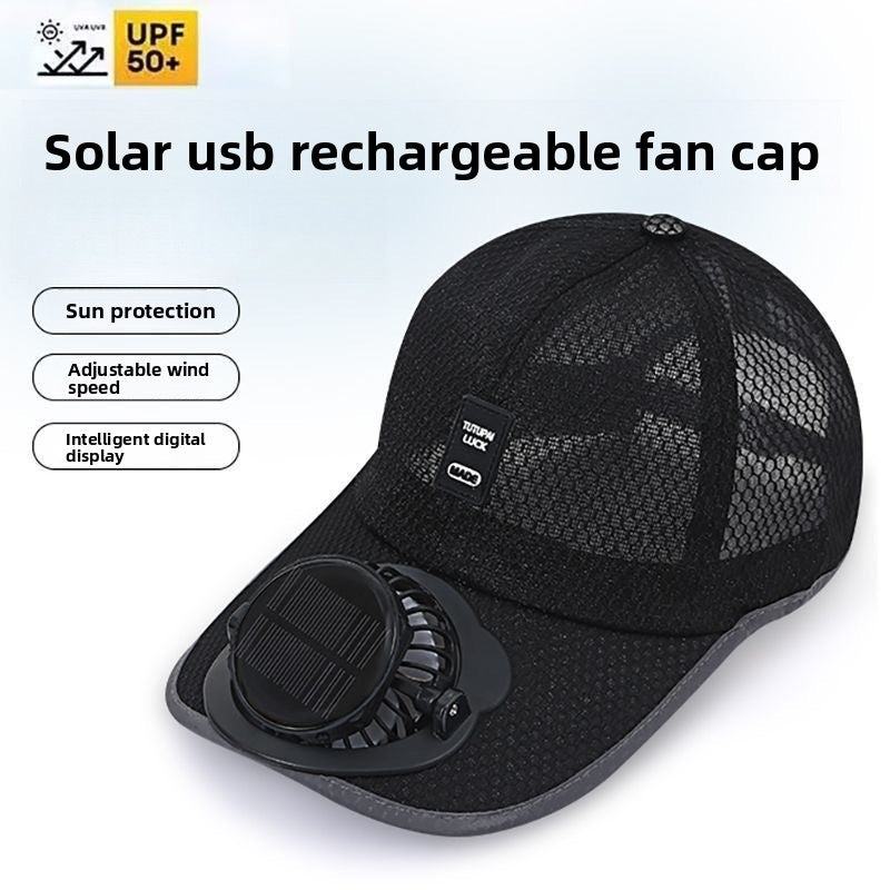 Casquette Ventilateur Solaire & Rechargeable USB