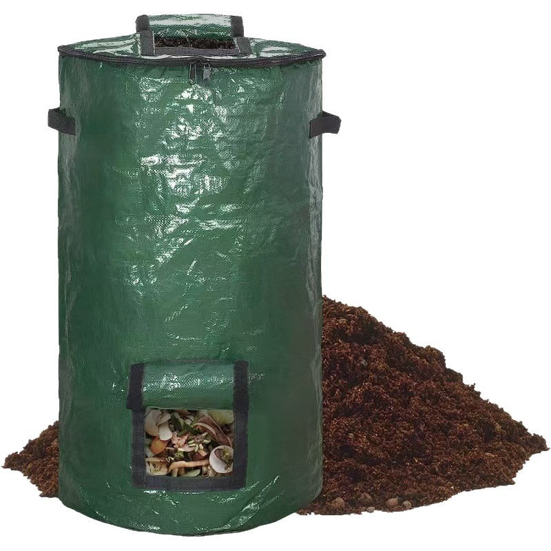 Sac à Compost Réutilisable avec Fenêtre Transparente — PE / 45×80 cm / Vert