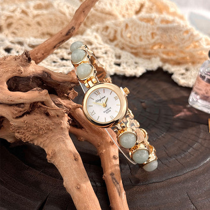 Montre Femme Vintage Quartz Bracelet Pierres Semi-Précieuses