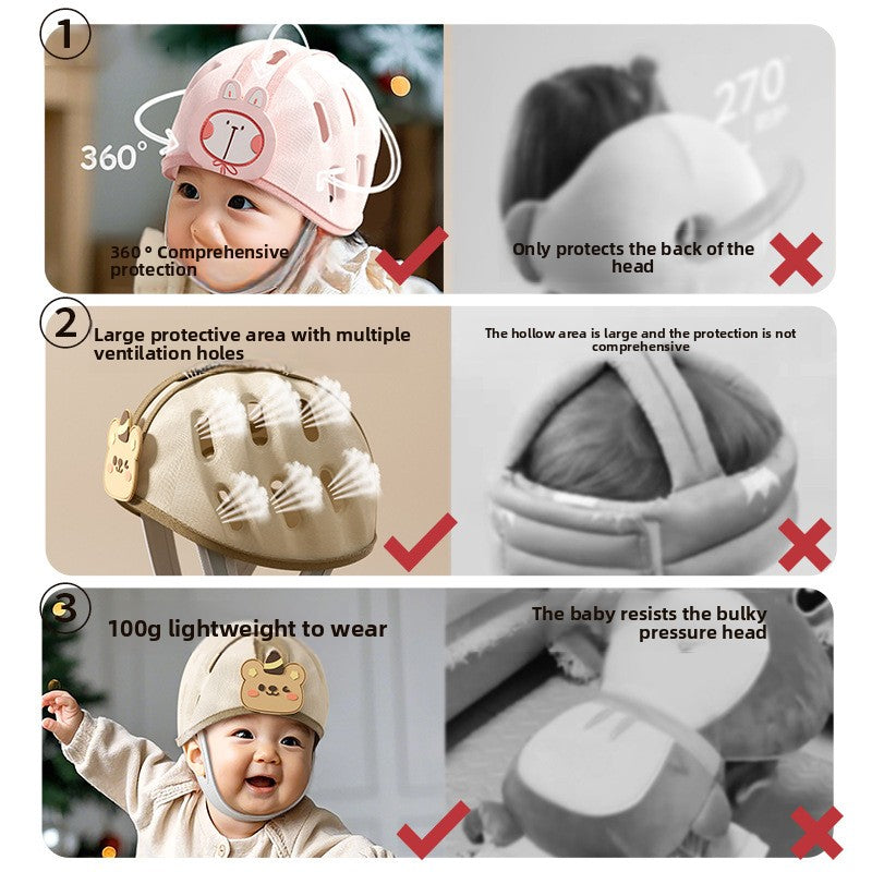 Ademende Anti-Valhelm voor Baby's — 360° Bescherming, Verstelbaar, 1-3 jaar