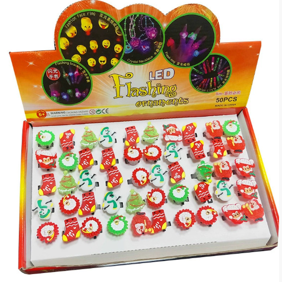 Bagues Lumineuses LED — Lot de 50 / Thème Noël ou Halloween / Soirées & Fêtes