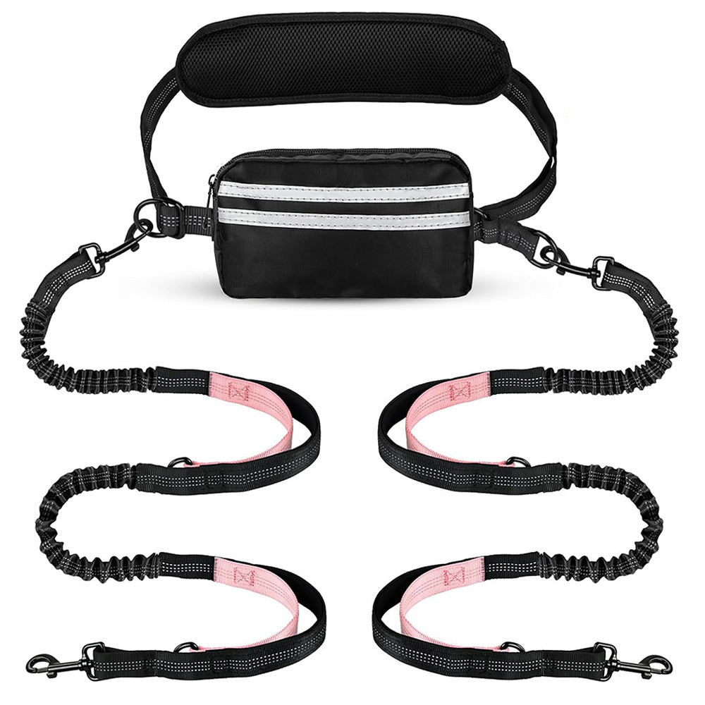 DuoLeash Pro – Laisse Double Chien Extensible + Sac Banane