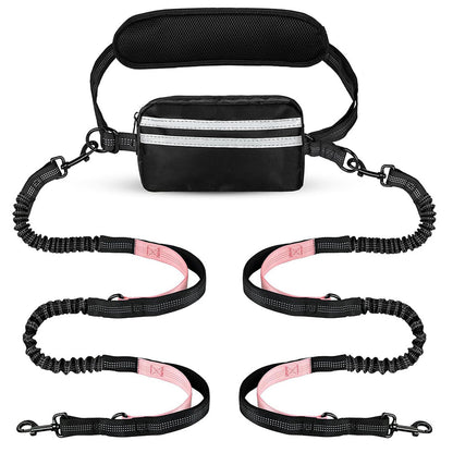 DuoLeash Pro – Laisse Double Chien Extensible + Sac Banane