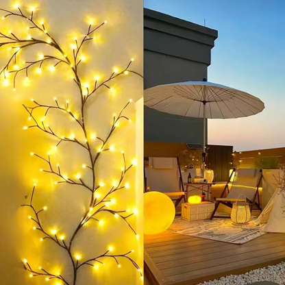 Guirlande Lumineuse LED Branches de Rotin Flexibles — 144 LEDs / 2,3m / Télécommande