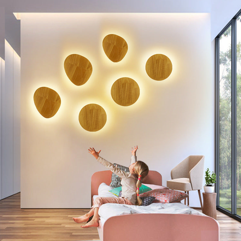 Lot de 4 appliques LED en bois