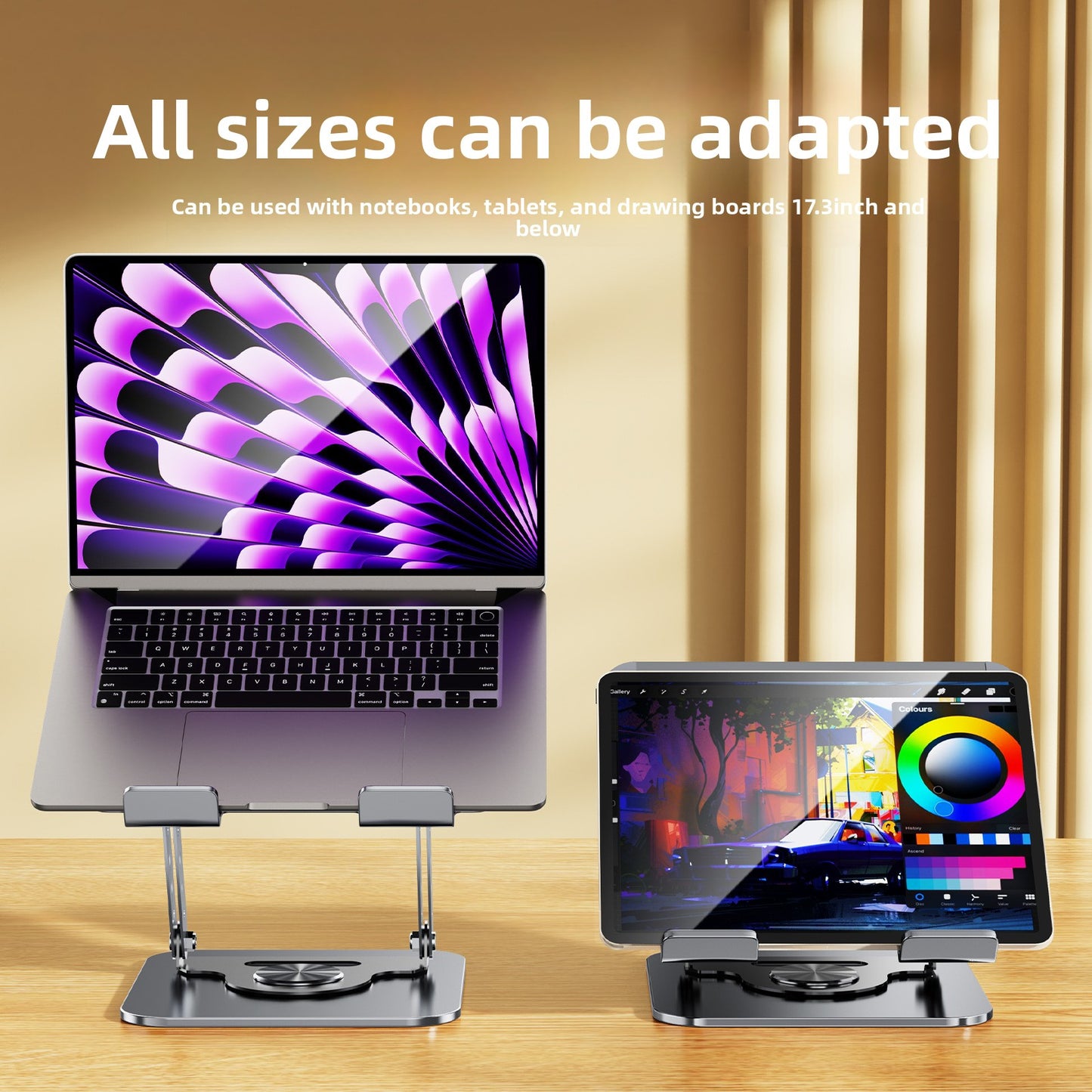 DeskFlex Pro – Verstelbare 360° aluminium laptopstandaard | Opvouwbaar, universeel tot 17"