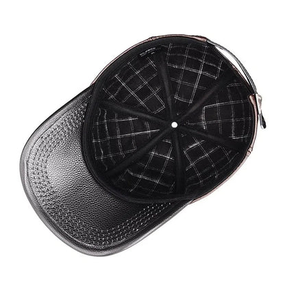 Casquette en Cuir Véritable Unisexe  / 2 Coloris