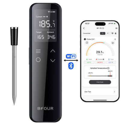 ThermoChef Pro – Slimme Bluetooth & WiFi Voedselthermometer | IP67, ±0,3°C, 24u Batterijduur