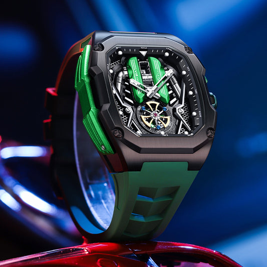 Montre Homme Forme Tonneau Lumineuse