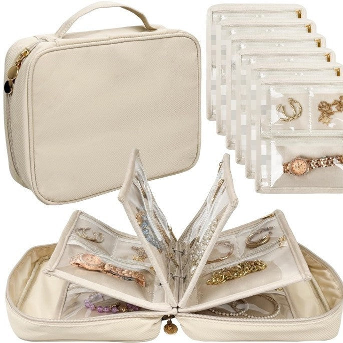 Trousse Rangement Bijoux PVC Transparent & Velours — Multi-Compartiments