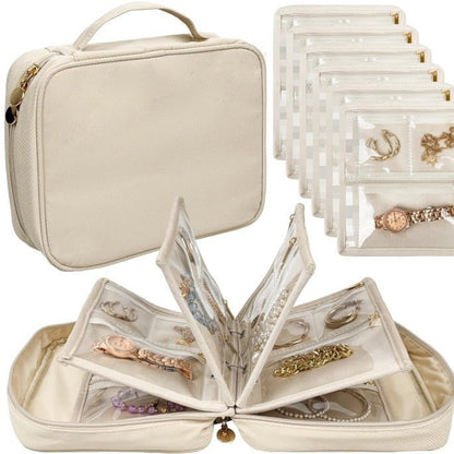 Trousse Rangement Bijoux PVC Transparent & Velours — Multi-Compartiments