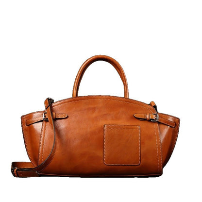 Sac Boston Rétro en Cuir Véritable Vachette