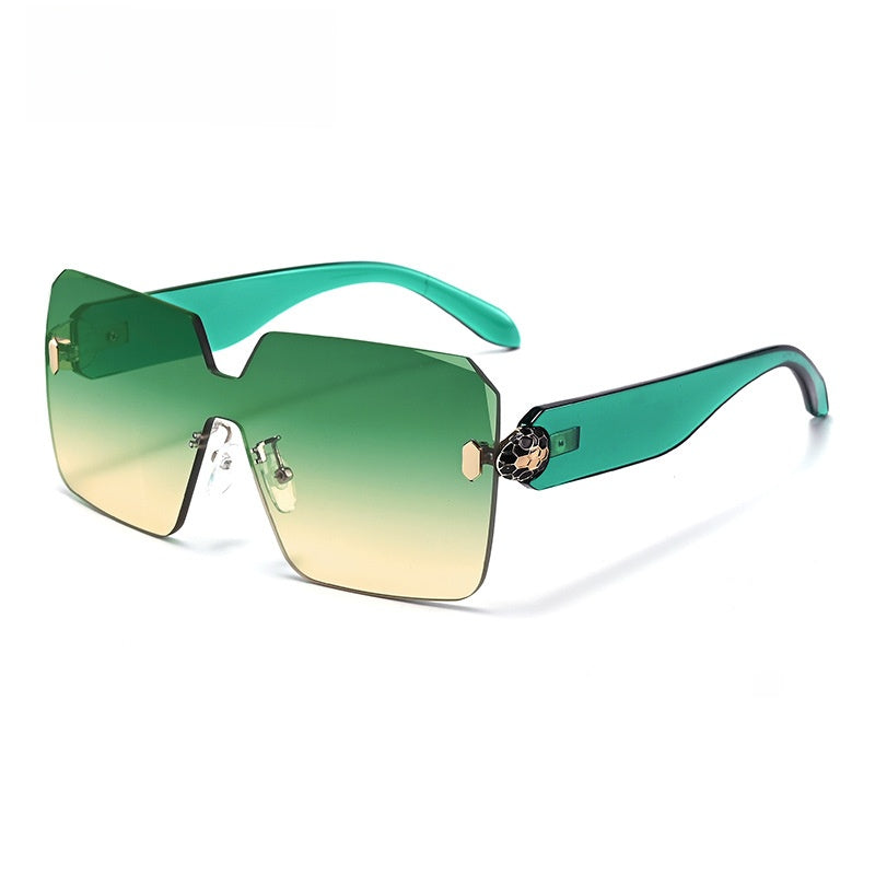 Lunettes de Soleil Sans Monture Motif Tête de Serpent UV400