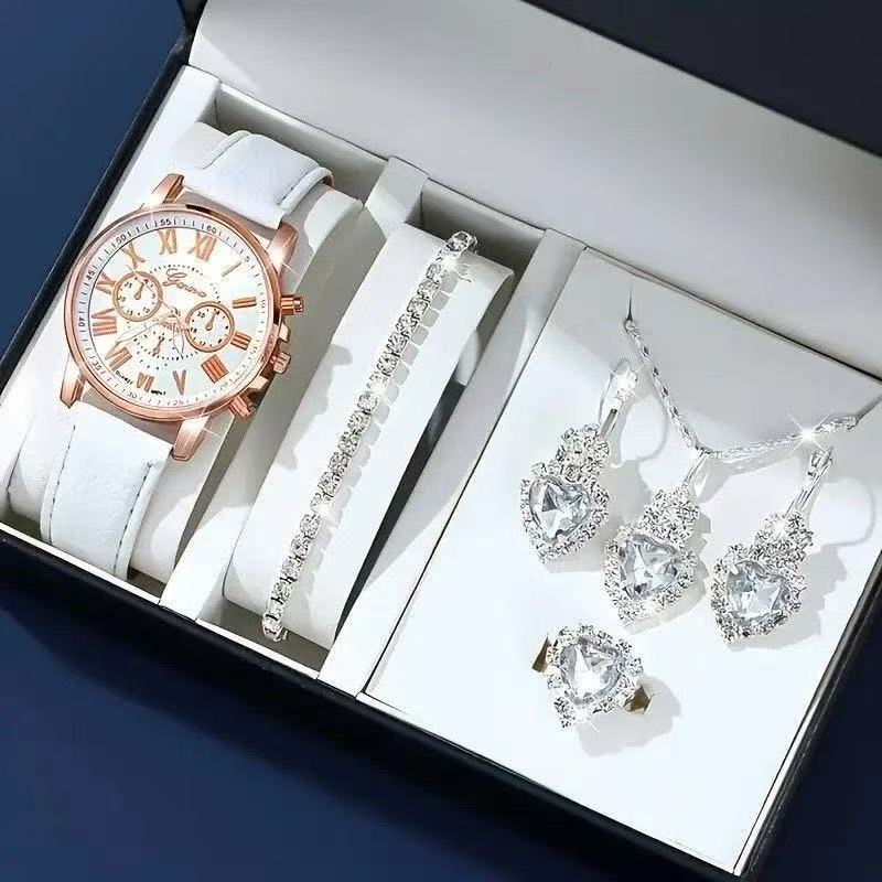 Montre Femme Quartz & Bijoux 5 Pièces