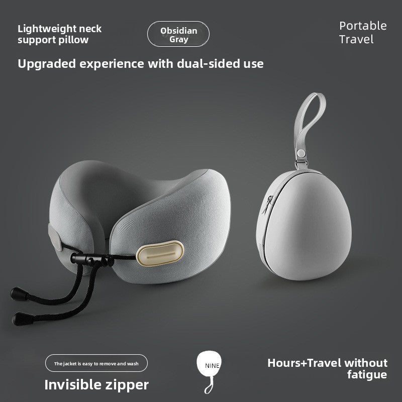 Oreiller de Voyage Cervical Mémoire de Forme — Tissu Ice Silk / Boîte Œuf / 4 Coloris