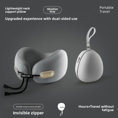 Oreiller de Voyage Cervical Mémoire de Forme — Tissu Ice Silk / Boîte Œuf / 4 Coloris
