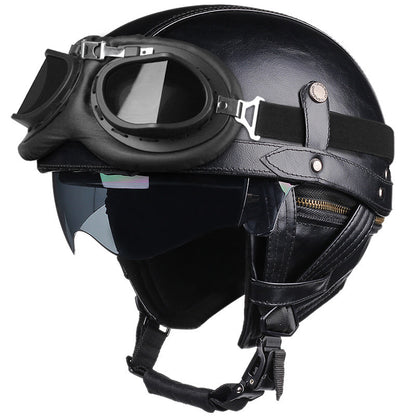 Retro Demi-Jet Motorhelm met Vizier