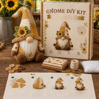 Kit DIY Gnome de Noël en Patchwork — Winter Cabin Gnome / Tissu Pré-Découpé / Guide Inclus